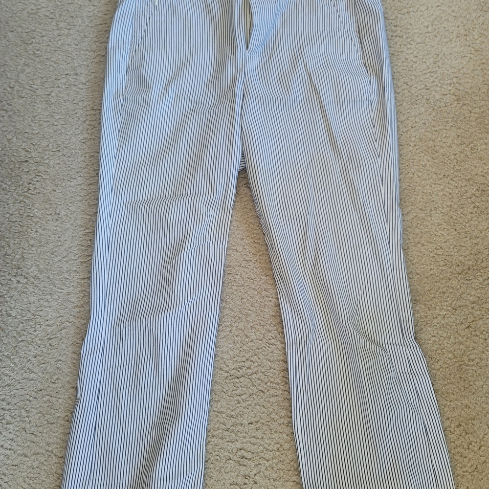 Calvin Klein White and Navy Pinstripe Cotton Chinos